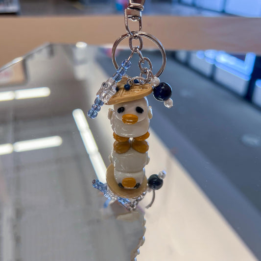Duck With A Blueberry Waffle Hat Clay Keychain