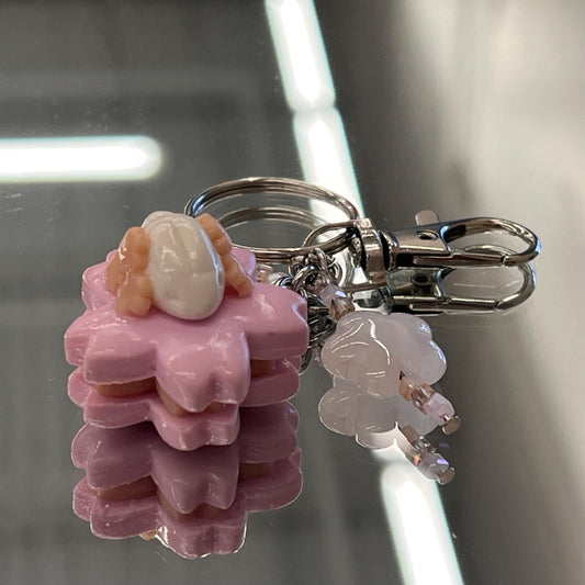Sakura Bunny Macaroon Clay Keychain