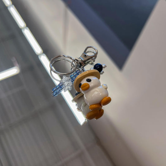 Duck With A Blueberry Waffle Hat Clay Keychain